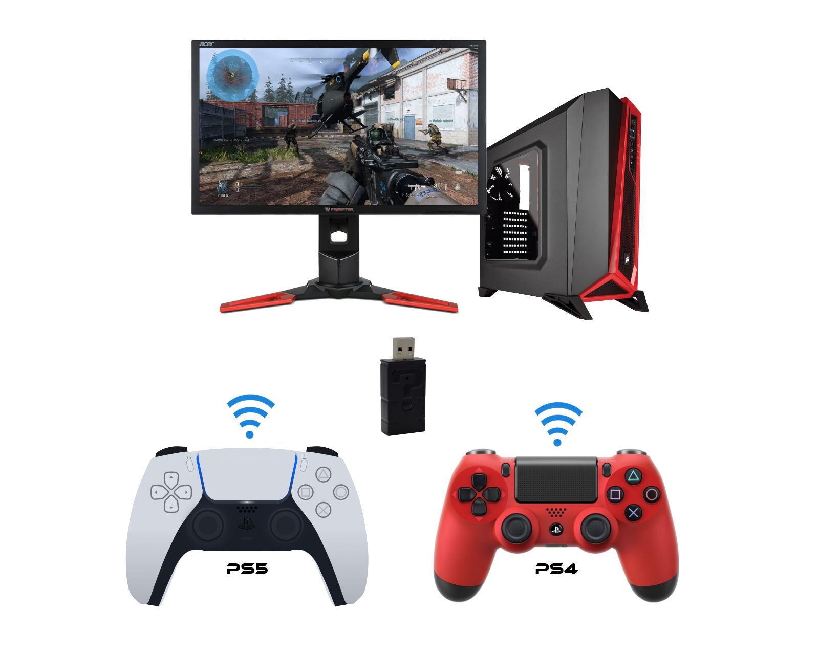 Foto 4 pulgar | Adaptador Inalambrico Virtual Zone para Control Ps5 / Ps4 A Nintendo Switch / Pc color Negro
