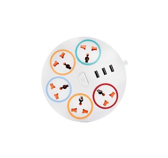 Foto 1 | Multicontacto Circular Multiusos 5 Contactos Y 3 Puertos Usb Eo Safe Imports Esi-538 Blanco
