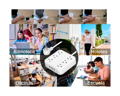 Foto 2 | Multicontactos Brandtrendy 7502287469653 color Blanco 6 Salidas 3 Puertos USB