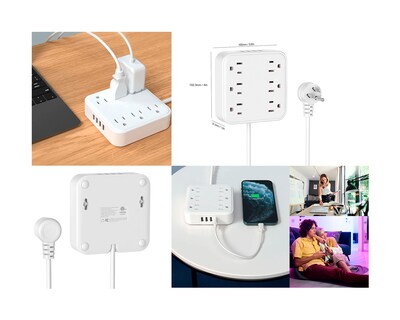 Foto 3 | Multicontactos Brandtrendy 7502287469653 color Blanco 6 Salidas 3 Puertos USB