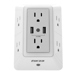 Foto 3 | Tomacorriente Forza Power Techonologies FWT-6201USB color Blanco con Protector de Tensión 6 Contactos 2 USB 1680 Jules