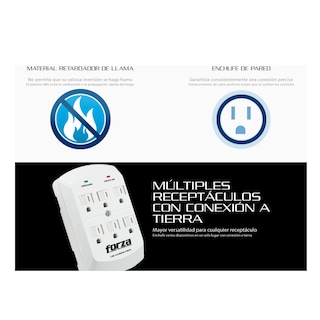 Foto 5 | Multicontactos Supresor De Picos 6 Contactos + 2 Usb 300 Jules Forza Power Technologies Fwt-760usb Blanco