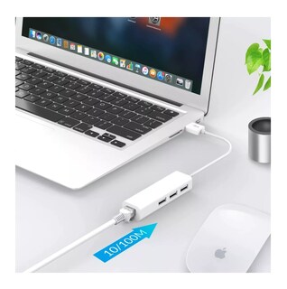 Foto 4 | Adaptador de Pc Portátil Usb 2.0 Hub Ethernet Belug Rj45 color Blanco