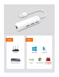 Foto 5 | Adaptador de Pc Portátil Usb 2.0 Hub Ethernet Belug Rj45 color Blanco