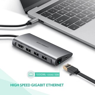 Foto 5 | Hub USB Ugreen 3x USB 3.0 HDMI Rj45 Sd/tf 8 en 1 USB C 3.1