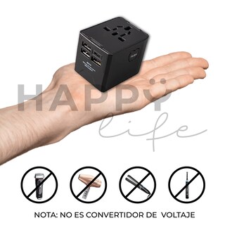 Foto 3 | Adaptador de Viaje HAPPY LIFE con 3 Puertos USB y 1 Tipo C Ideal para + 160 Países