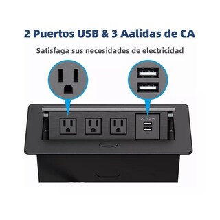 Foto 2 | Enchufe Escritorio Embebido Placa de Contactos y USB Eo Safe Imports ESI-8323 color Negro