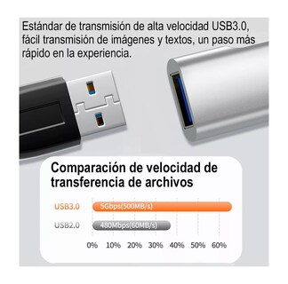 Foto 5 | Adaptador Multipuerto Hub Delgado De 7 Puertos Usb 3.0 Plata