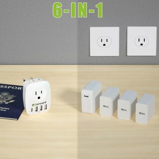 Foto 2 | Adaptador Doble Ee.uu/usa A Enchufe Europeo Eu 3 Usb + Usb C Eo Safe Imports Esi-8541 Blanco
