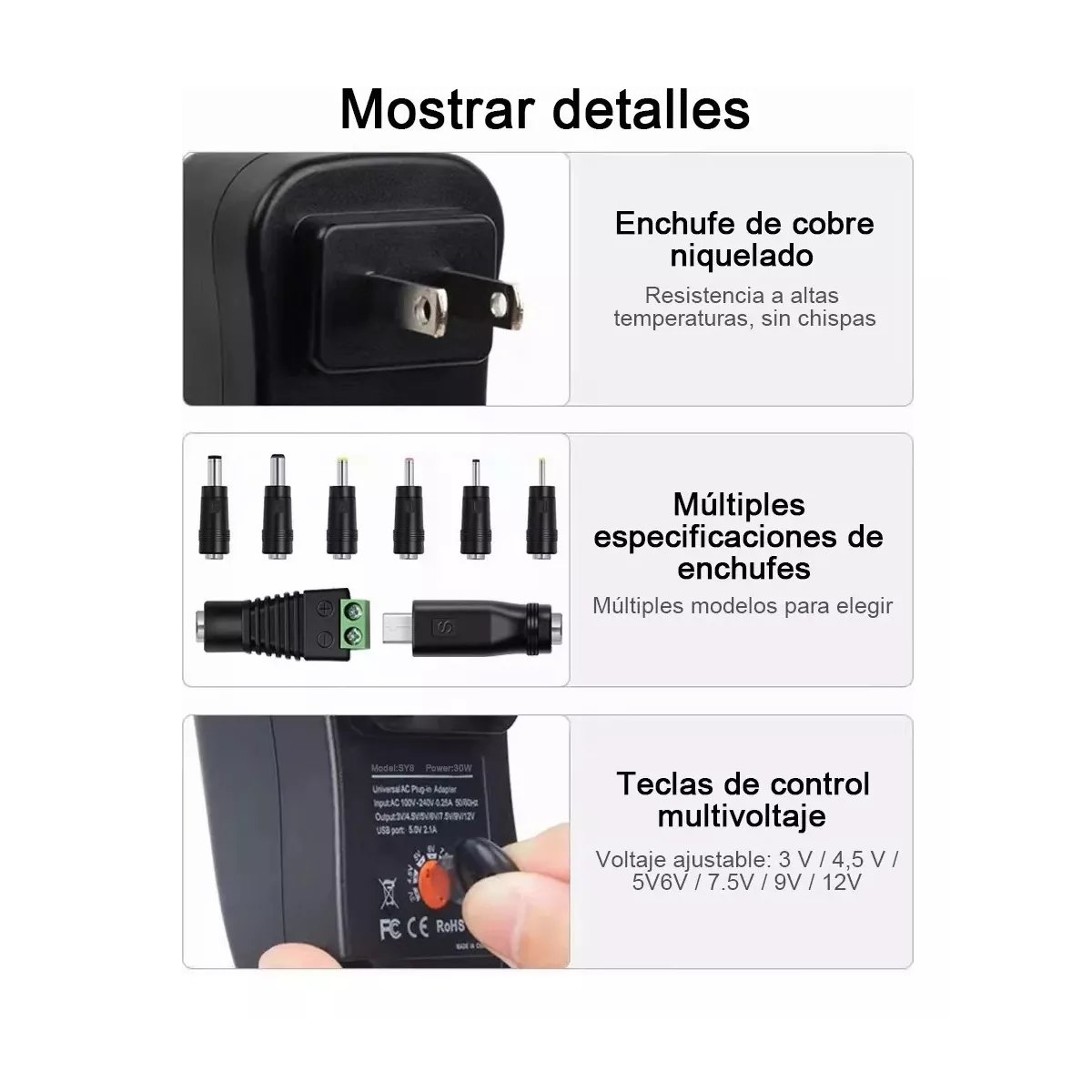 Foto 5 pulgar | Adaptador de Potencia Eo Safe Imports Esi10766 Negro Ajustable