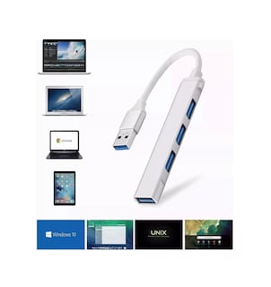 Foto 2 | Adaptador Multipuerto Hub Delgado 4 Puertos Usb 3.0 B Blanco