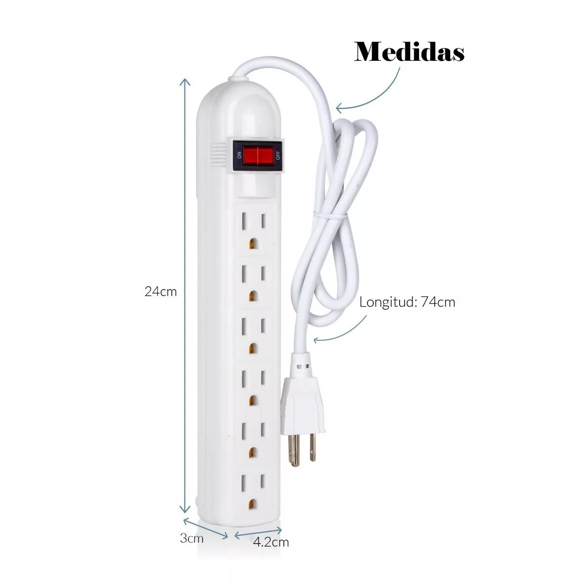 Foto 4 pulgar | Multicontactos 6 Entradas Cable de Cobre Eo Safe Imports Esi-11012 Blanco 3 pzas