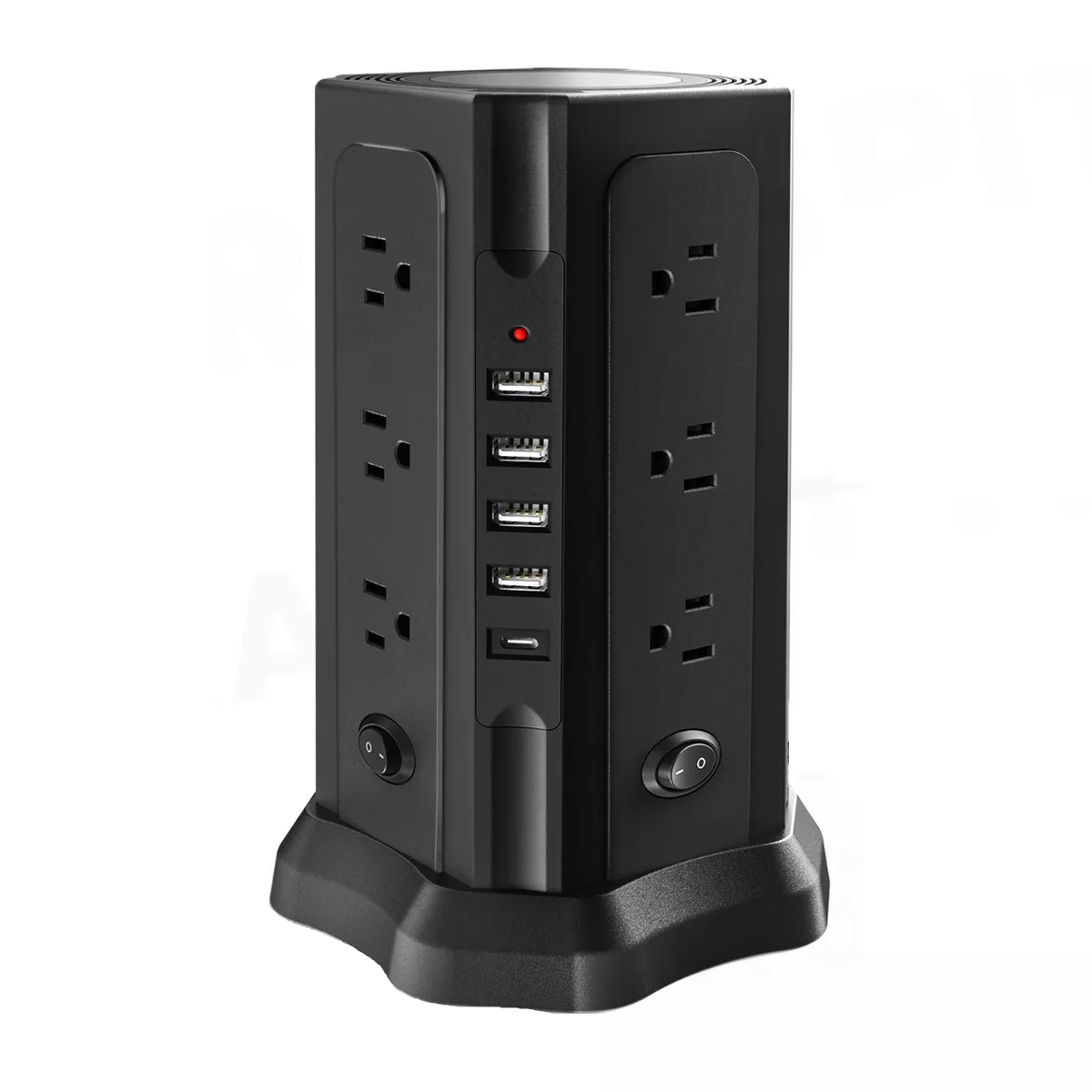 Extensión Multicontacto con 12 AC 4 Cargador USB 1 Tipo C Eo Safe Imports Esi-11013 Negro