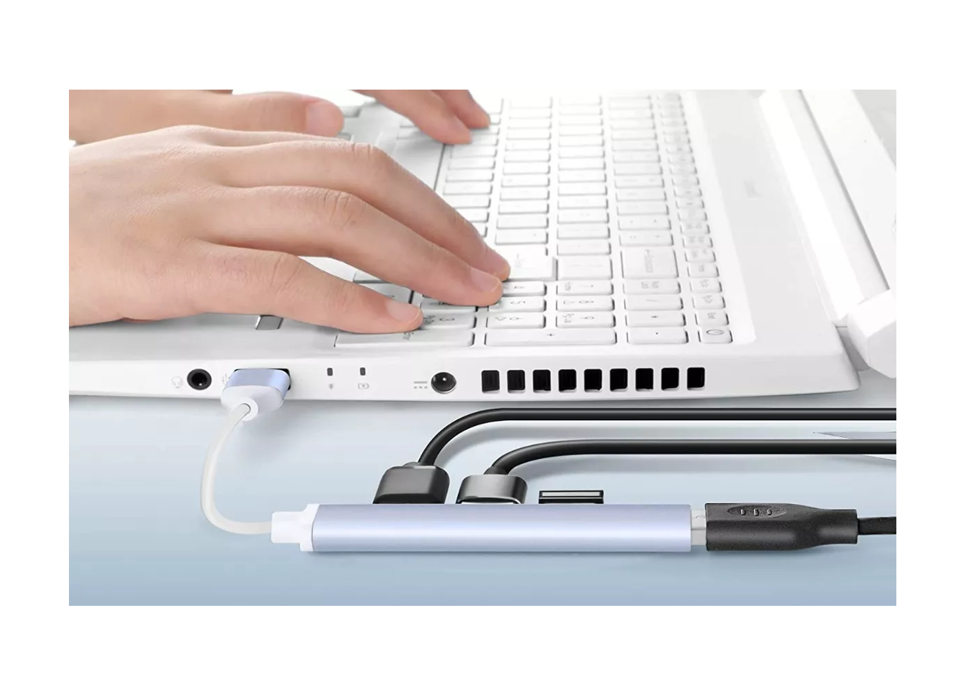 Foto 3 | Adaptador Hub Multi-puerto Delgado De 4 Puertos Usb 3.0 Azul Cielo