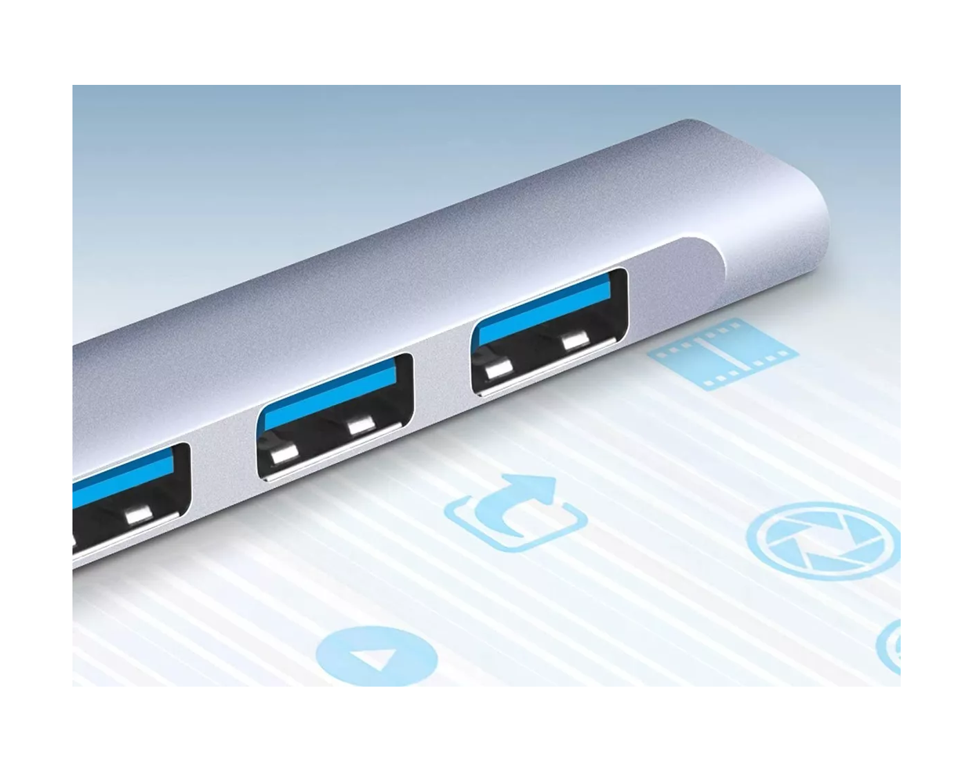 Foto 4 | Adaptador Hub Multi-puerto Delgado De 4 Puertos Usb 3.0 Azul Cielo