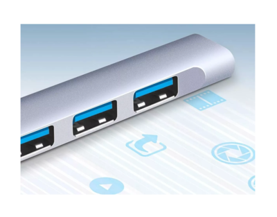 Foto 4 | Adaptador Hub Multi-puerto Delgado De 4 Puertos Usb 3.0 Azul Cielo