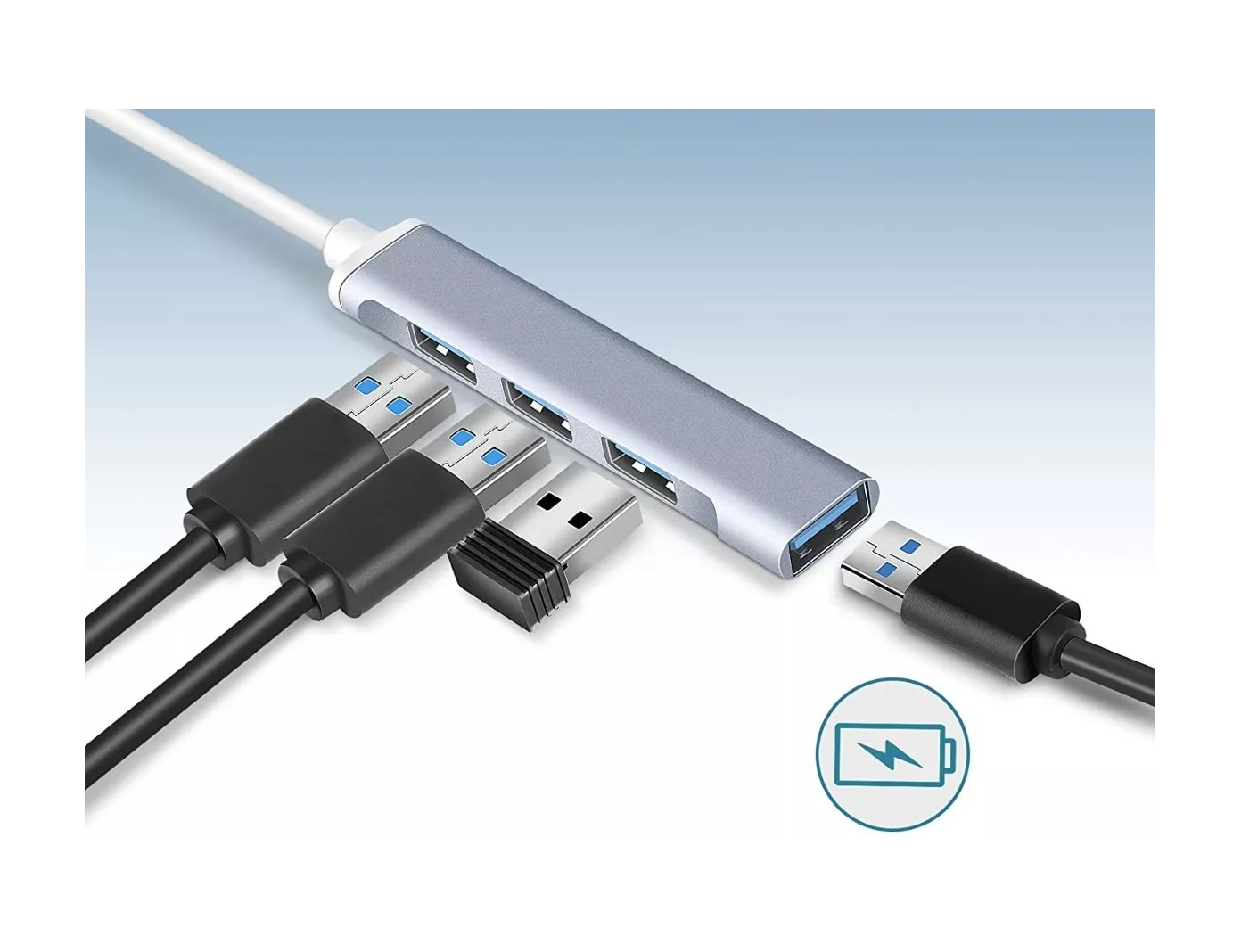 Foto 5 | Adaptador Hub Multi-puerto Delgado De 4 Puertos Usb 3.0 Azul Cielo