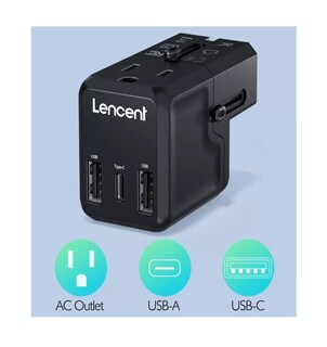 Foto 4 | Adaptador De Viaje Enchufe Universal Clavija Usb Cargador Negro