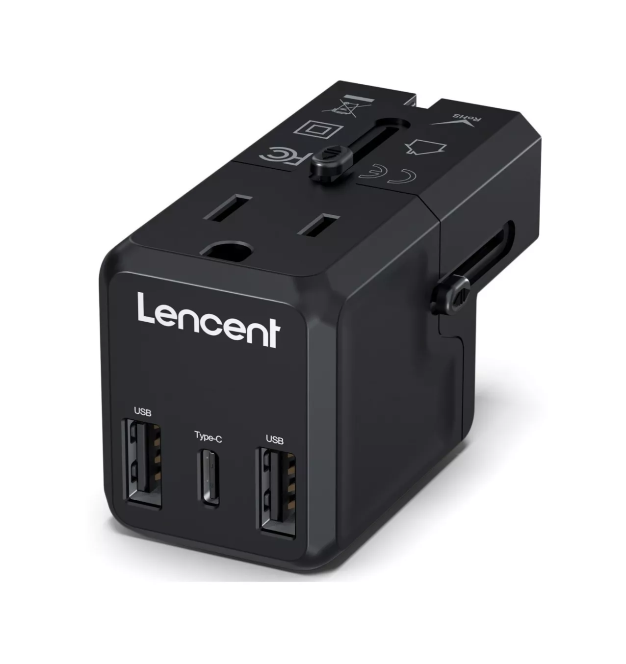 Adaptador De Viaje Enchufe Universal Clavija Usb Cargador Negro