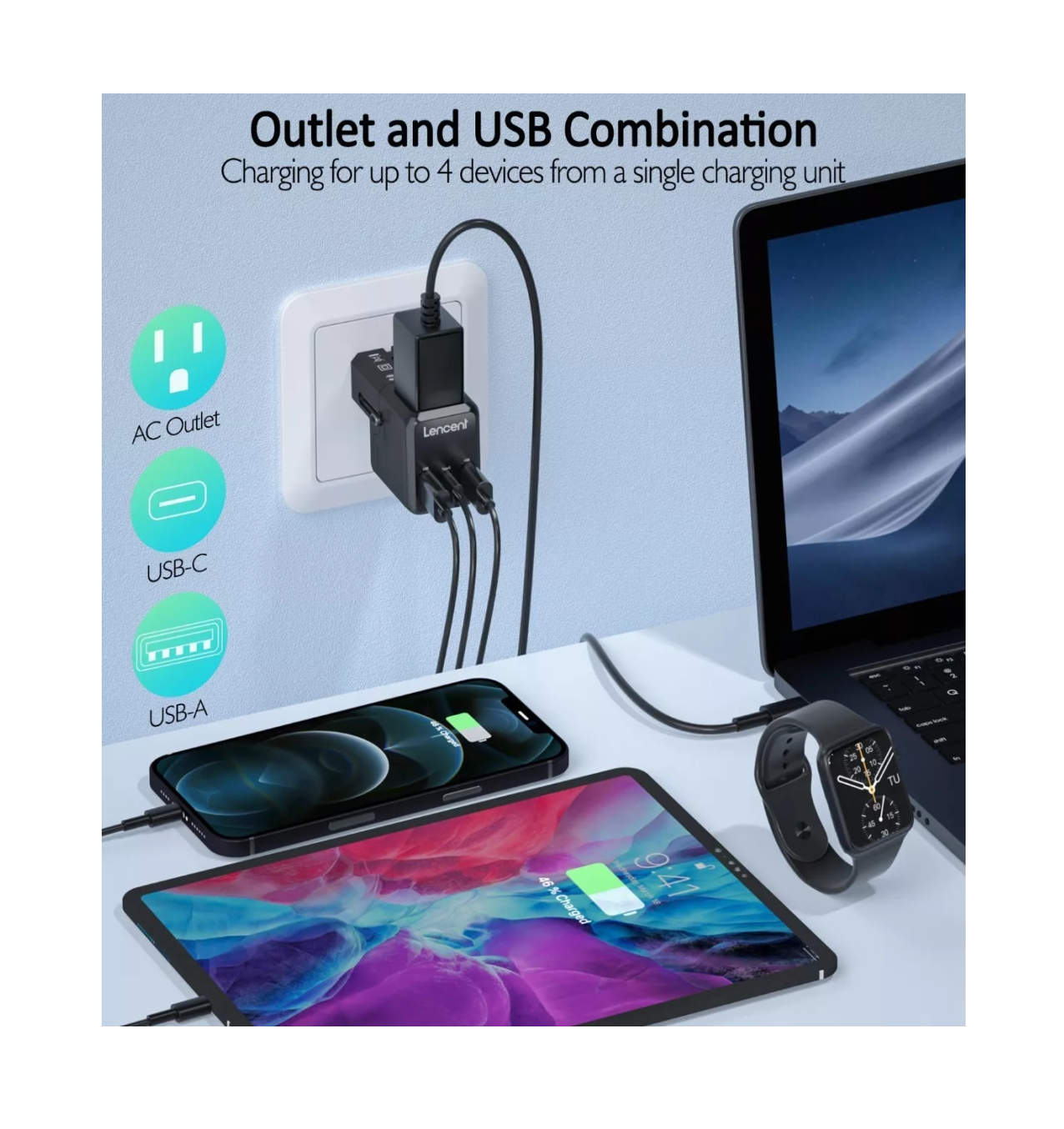 Foto 3 pulgar | Adaptador De Viaje Enchufe Universal Clavija Usb Cargador Negro