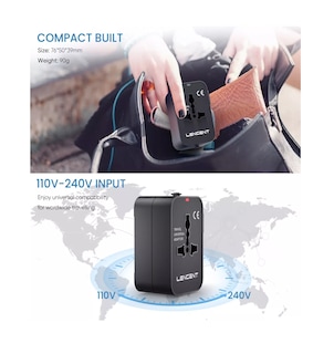 Foto 4 | Adaptador Cargador De Viaje Internacional Para Todo El Mundo Negro