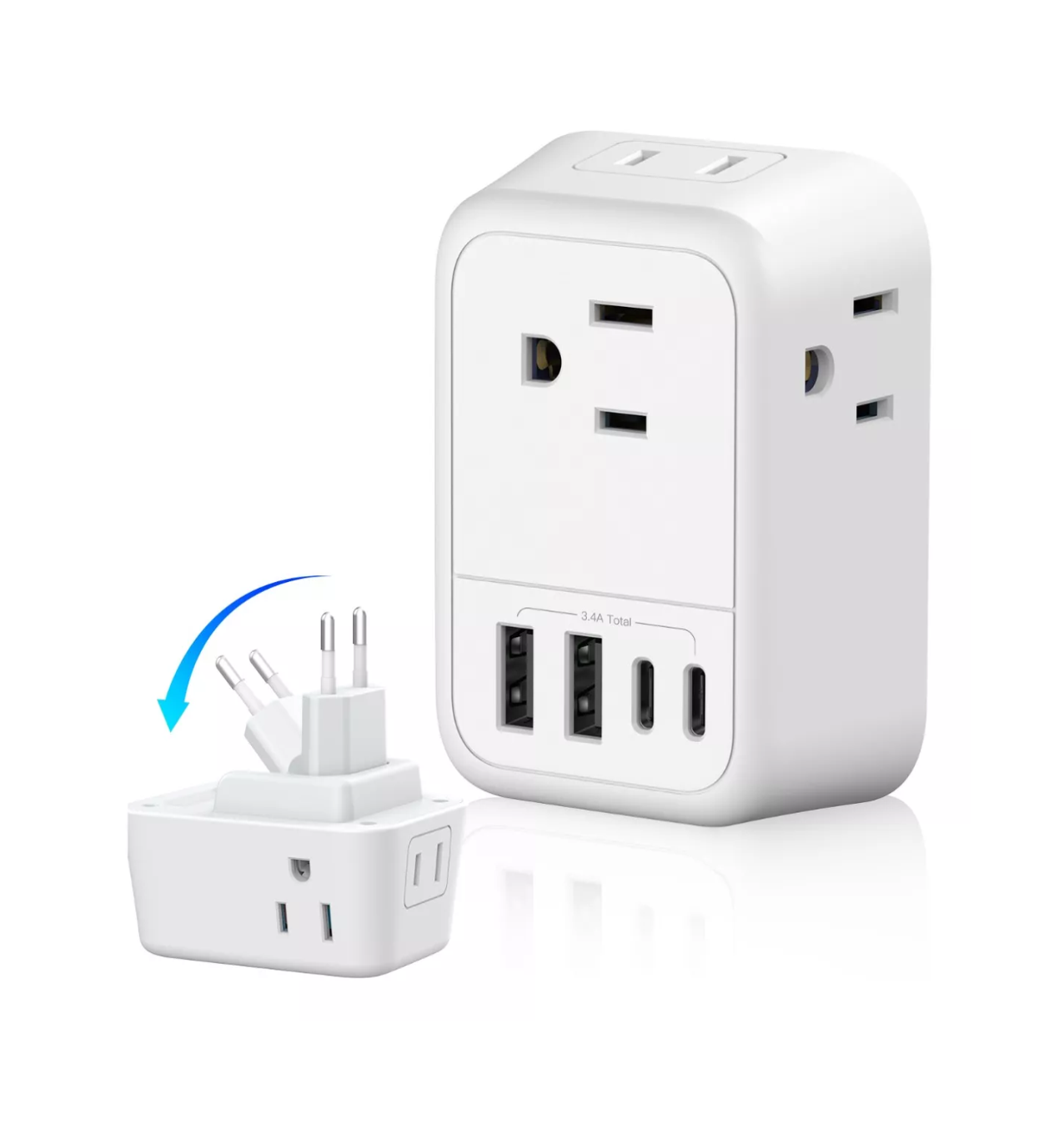 Foto 3 pulgar | Adaptador de Corriente Europeo Belug Blanco - 2 Puertos Tipo C y 2 USB
