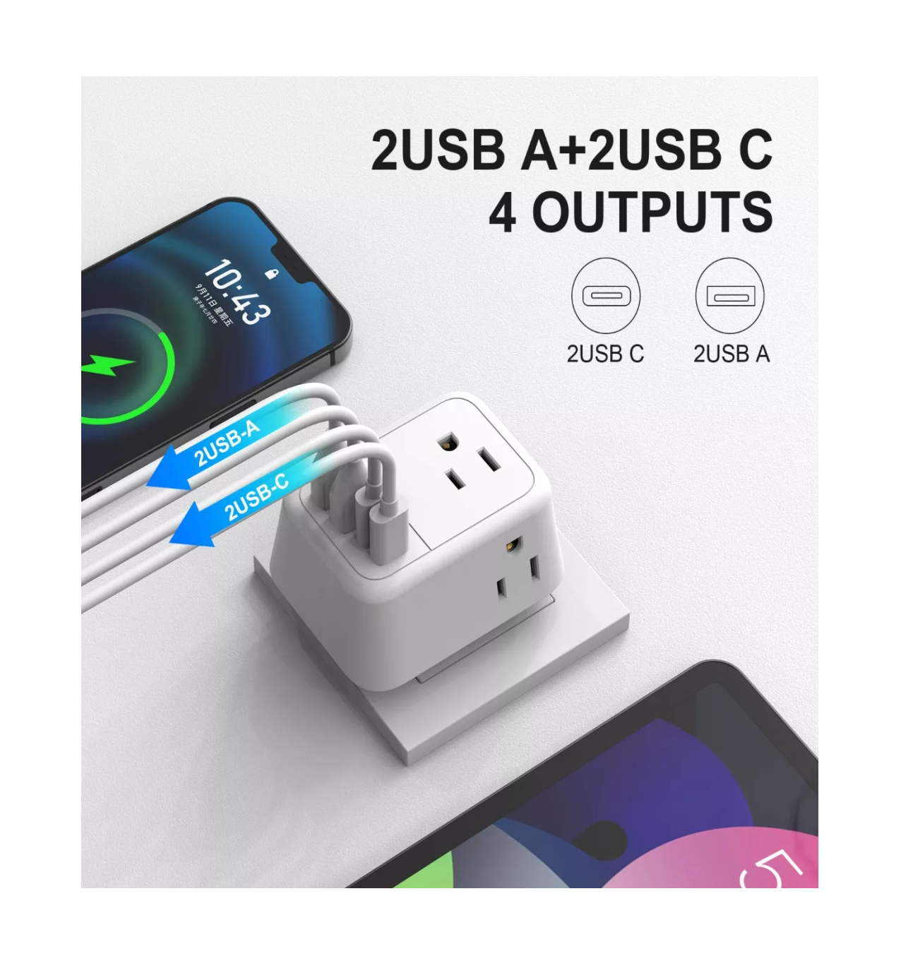 Foto 5 pulgar | Adaptador de Corriente Europeo Belug Blanco - 2 Puertos Tipo C y 2 USB