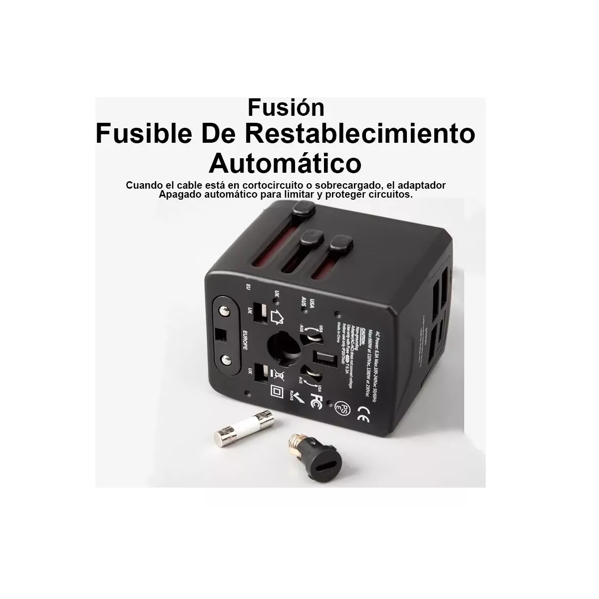 Foto 3 pulgar | Enchufe Adaptador Universal De Viaje, 3 Usb+1 Tipo C 4 Modos Eo Safe Imports Esi-11619 Negro