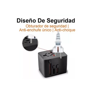 Foto 3 | Enchufe Adaptador Universal De Viaje, 3 Usb+1 Tipo C 4 Modos Eo Safe Imports Esi-11619 Negro