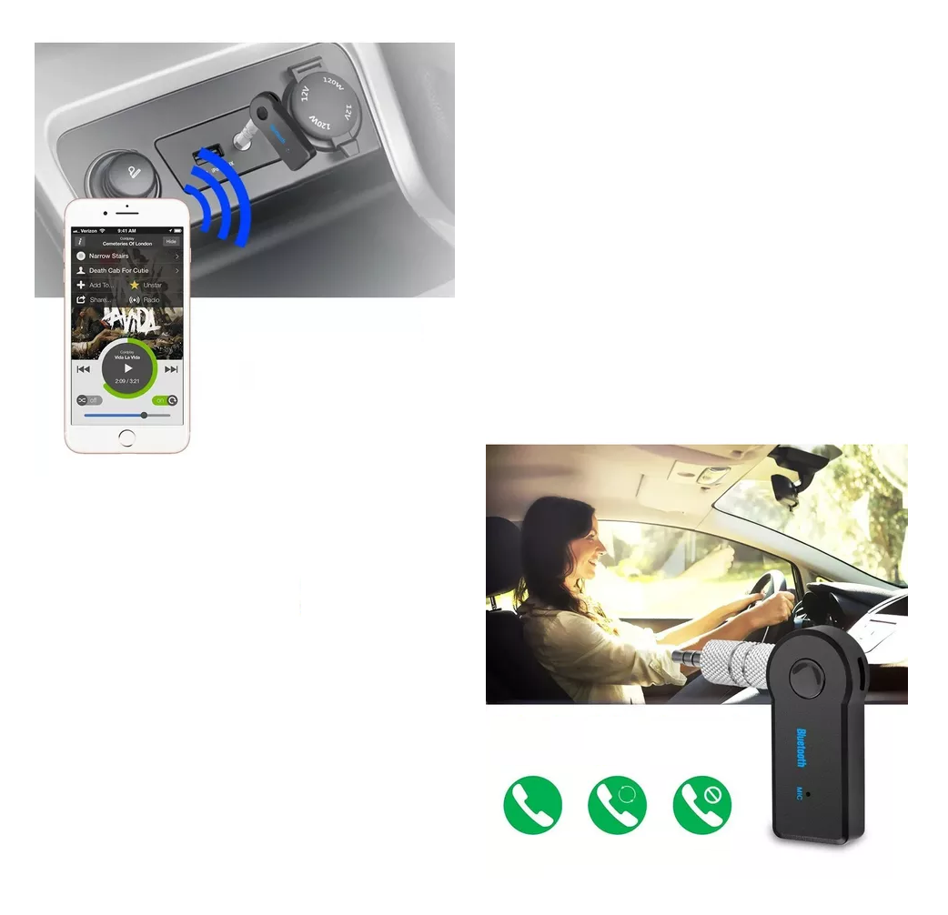 Foto 3 | Adaptador Auxiliar Bluetooth 3.5 Jack Manos Libres para Carro