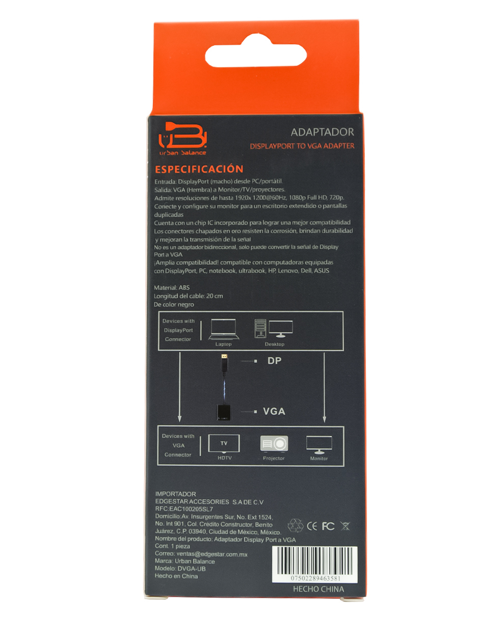 Foto 5 pulgar | Adaptador Tipo VGA a HDMI Urban Balance Negro