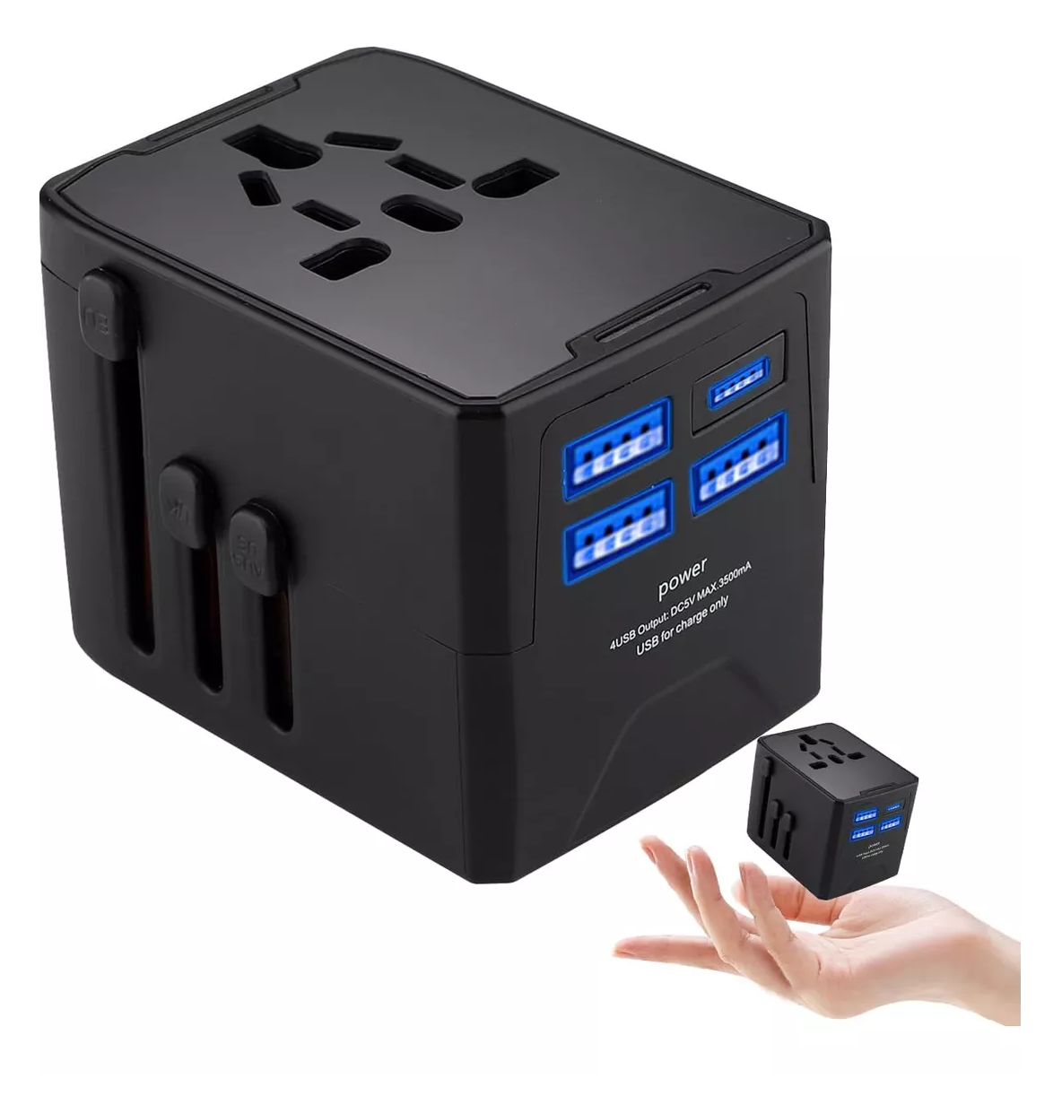 Foto 6 pulgar | Enchufe Adaptador Universal Belug Negro de Viaje 3 USB + 1 Tipo C 4 Modos