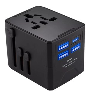 Foto 1 | Enchufe Adaptador Universal De Viaje 3 USB + 1 Tipo C 4 Modos Negro