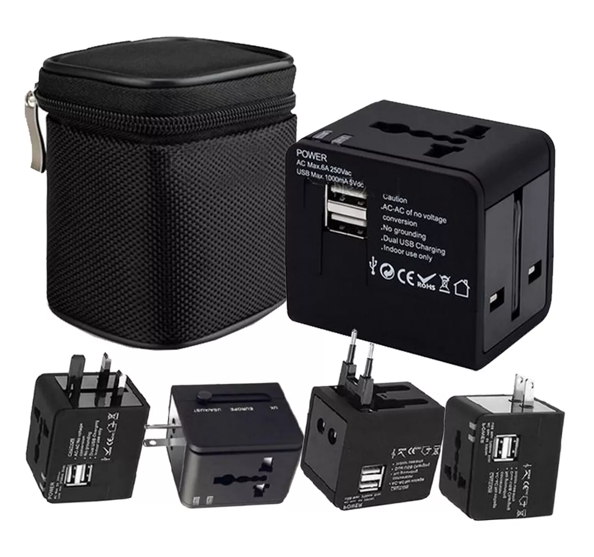 Foto 5 | Adaptador de Corriente Universal de Viaje con 4 Tipos de Enchufes en Uno