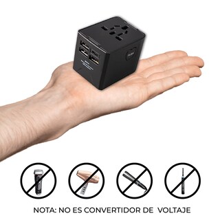 Foto 8 | Adaptador Universal De Viaje Adaptador Internacional Enchufe C/ 4 Puertos Usb (1tipo C) Adaptador De Corriente I