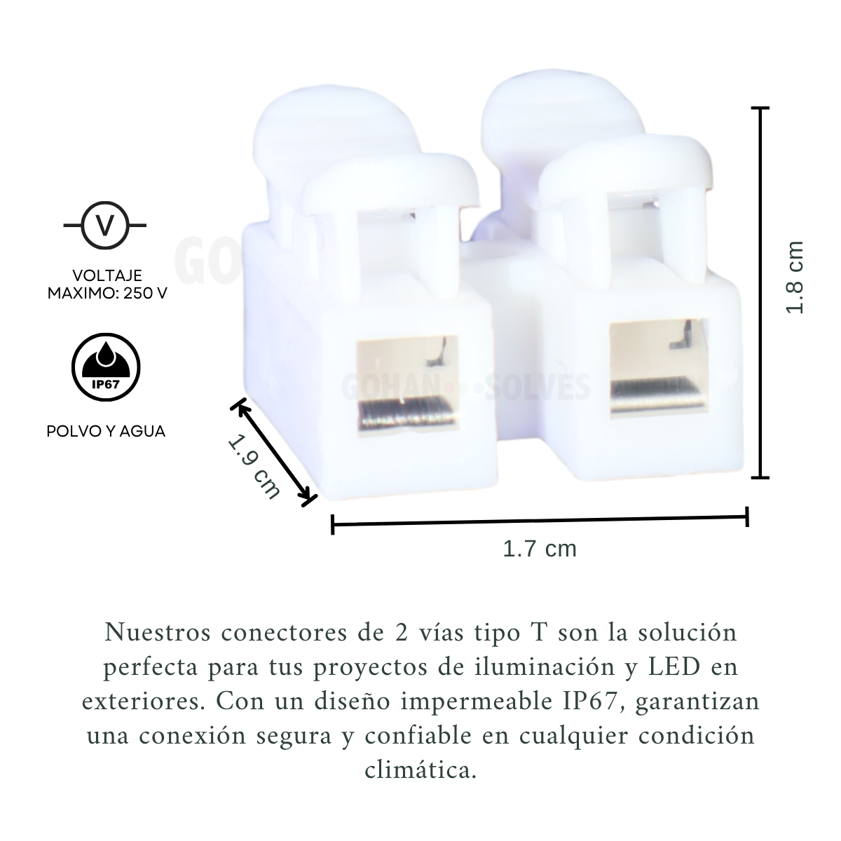Foto 2 | 10 Conectores De 2 Vías Tipo T Impermeable Ip67, Conectores De Cable Eléctrico, Tipo Pulsador, Iluminación Y L