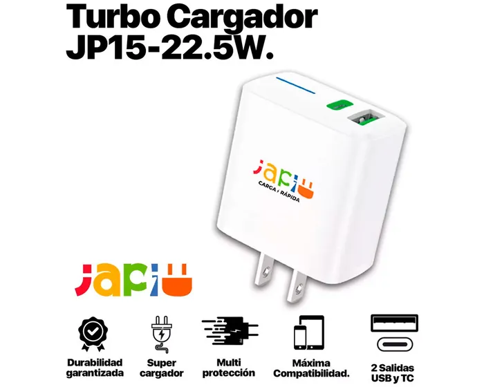 Foto 3 pulgar | Japi Adaptador Ac 2 Usb 22.5w Turbo