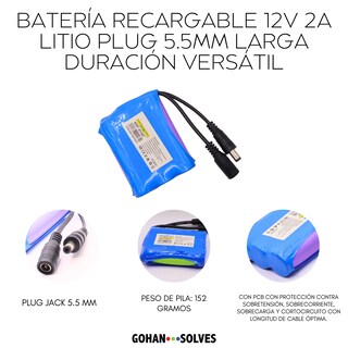 Foto 2 | Batería Pila Recargable 12v Volts Litio Pcb Plug 5.5mm