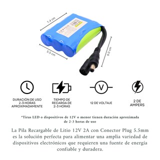 Foto 4 | Batería Pila Recargable 12v Volts Litio Pcb Plug 5.5mm