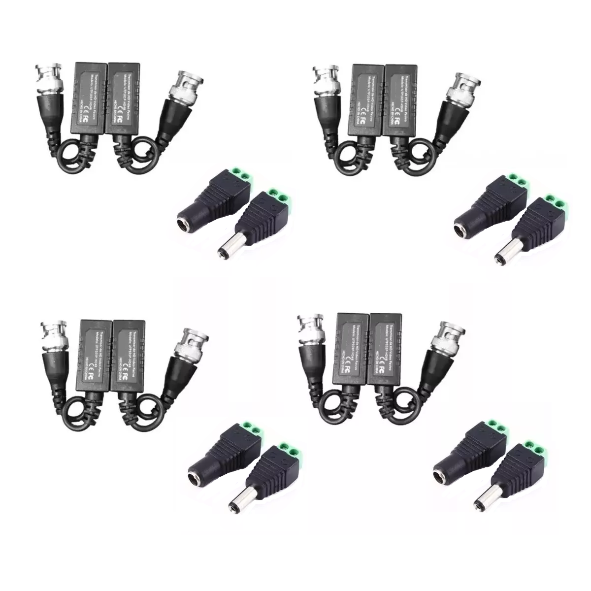 Foto 1 | 4 Par Video Hd Cctv + 4 Pares De Conectores Corriente Eo Safe Imports Esi-15751 Negro