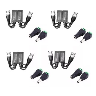 Foto 1 | 4 Par Video Hd Cctv + 4 Pares De Conectores Corriente Eo Safe Imports Esi-15751 Negro