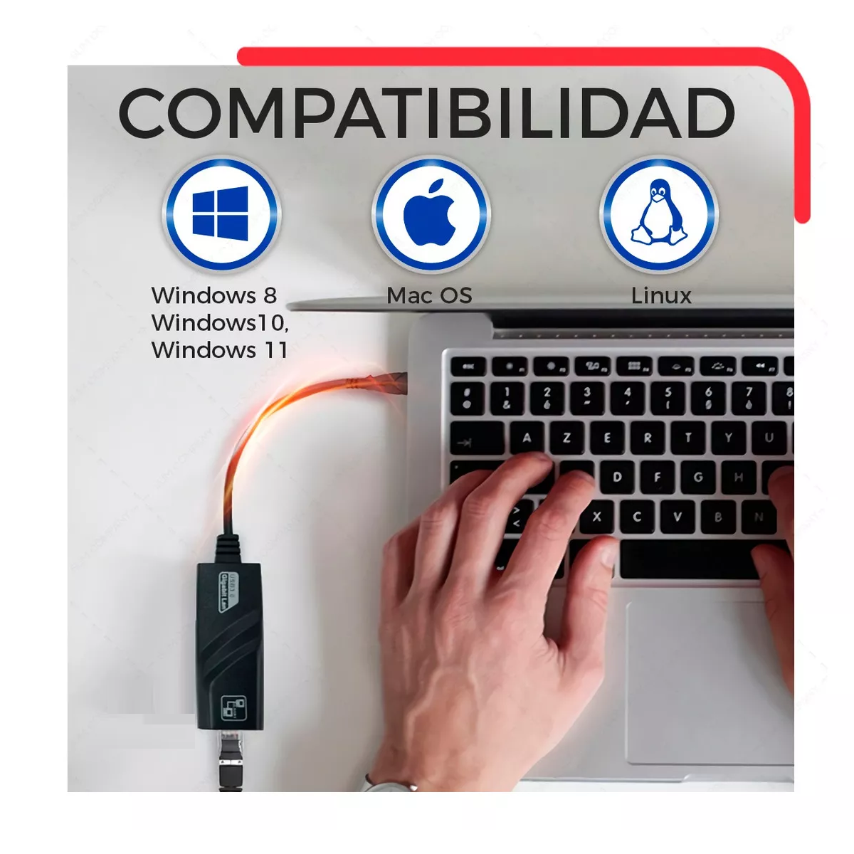 Foto 4 pulgar | Adaptador Usb 3.0 Ethernet Lan 10/100/1000 Mbps Eo Safe Imports Esi-15852 Negro