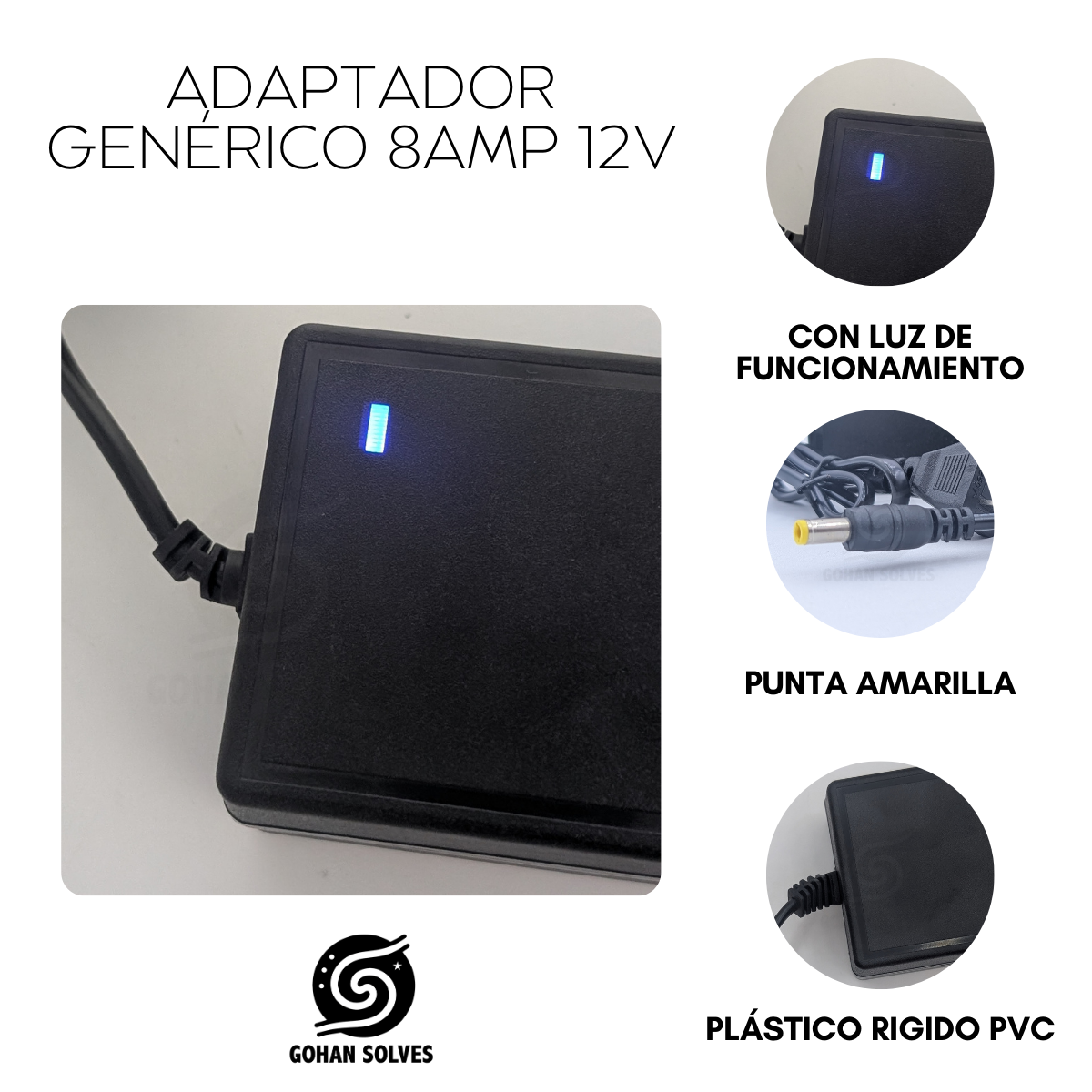 Foto 4 pulgar | Adaptador 12v 8a Universal: Tiras Led, Cctv, Hogar Y Oficina. Protección Contra Sobrecarga. Entrada 100-240v