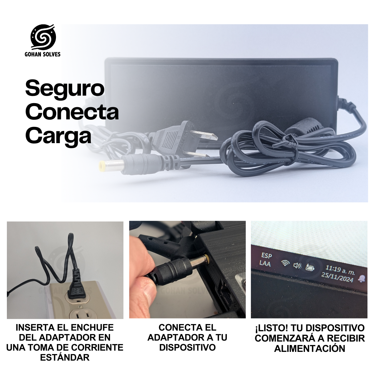 Foto 6 pulgar | Adaptador 12v 8a Universal: Tiras Led, Cctv, Hogar Y Oficina. Protección Contra Sobrecarga. Entrada 100-240v