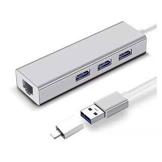 Foto 2 | Adaptador Hub Ethernet Usb C 3 Usb3.0 Eo Safe Imports Esi-17416 Plata