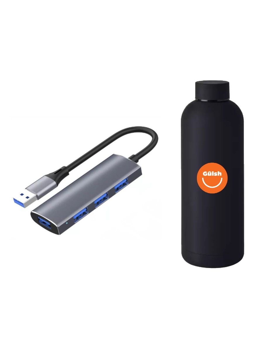 Foto 2 pulgar | Adaptador Usb 4 Puertos + Gratis Termo Güish De Regalo
