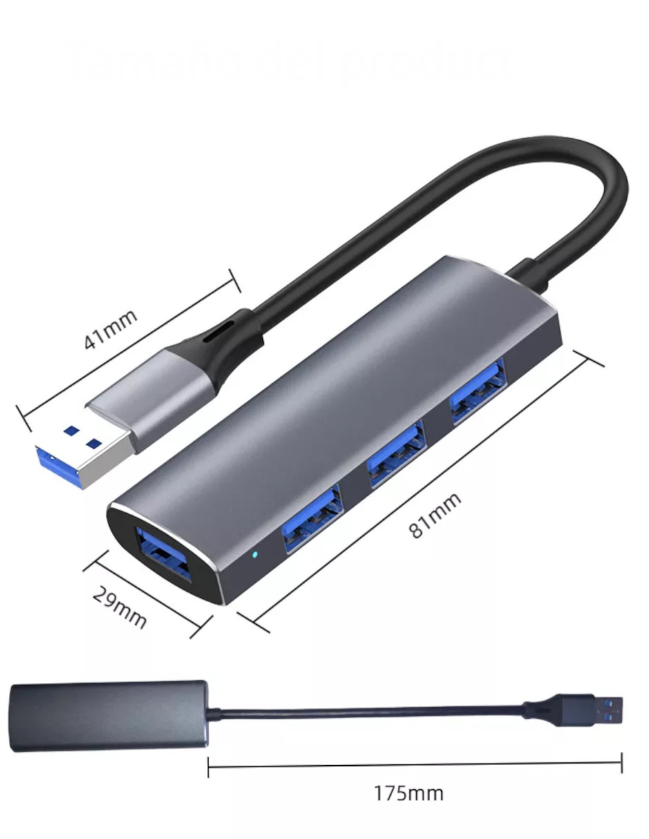 Foto 3 | Adaptador Usb 4 Puertos + Gratis Termo Güish De Regalo