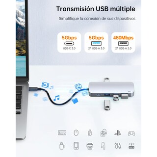 Foto 3 | Adaptador 9 En 1 Usb Tipo C A Hdmi 4k Con 3 Puertos Usb 3.0 Eo Safe Imports Esi-19546 Gris