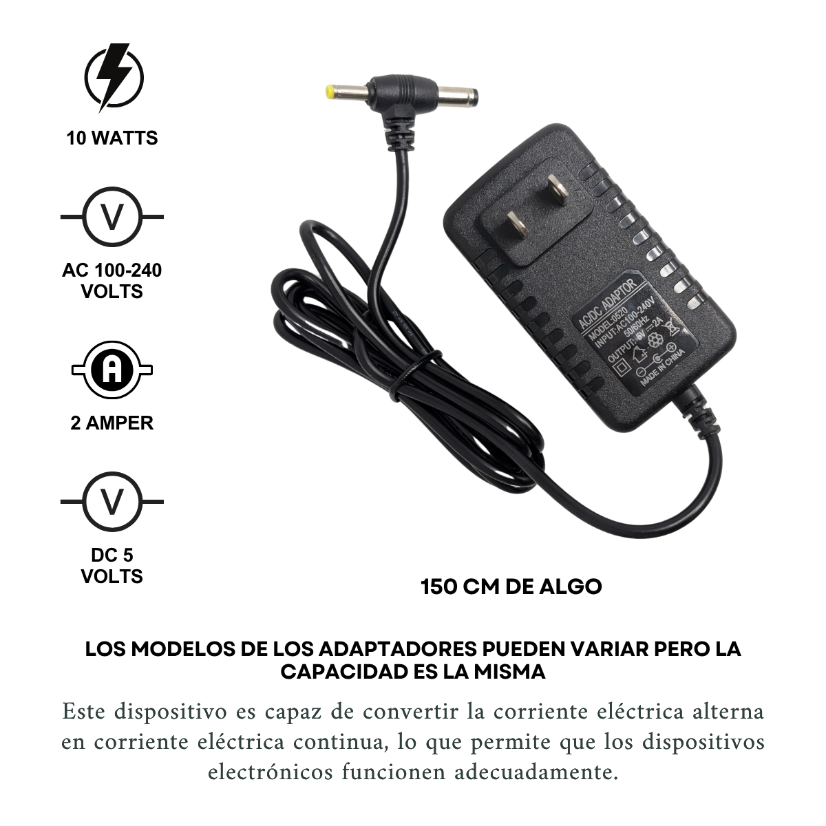 Foto 3 pulgar | Eliminador Adaptador Cargador 5v 2000mha 2a Doble Punta Plug