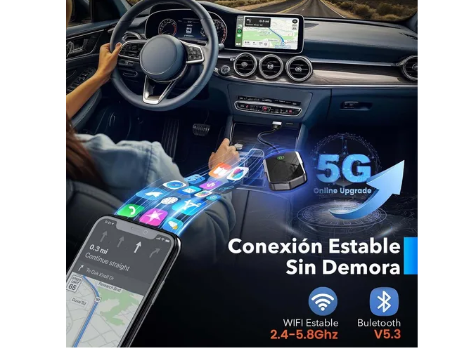 Foto 4 pulgar | Apple Car Play Inalámbrico Para Auto Car Audio Adaptador